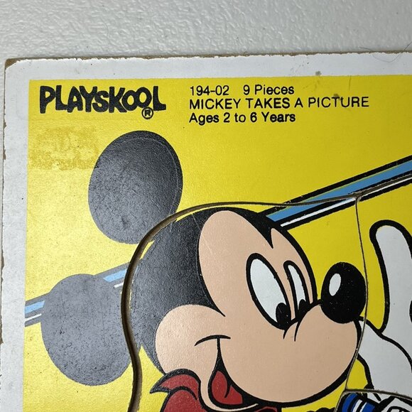 Lot‎ of 2 Vintage Playskool Wood Puzzles Disney Mickey Mouse & Bus - Picture 5 of 9